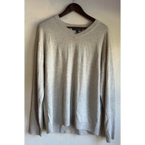 Hart Schaffner‎ Marx Extra Fine Merino Wool V Neck Pullover Sweater XL Beige